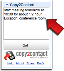 Paste Into Copy2Contact Google Gadget